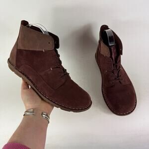 Clarks Tamitha Ankle Boots Women's 9.5 Brown Suede Lace-Up Round Toe Side Zip